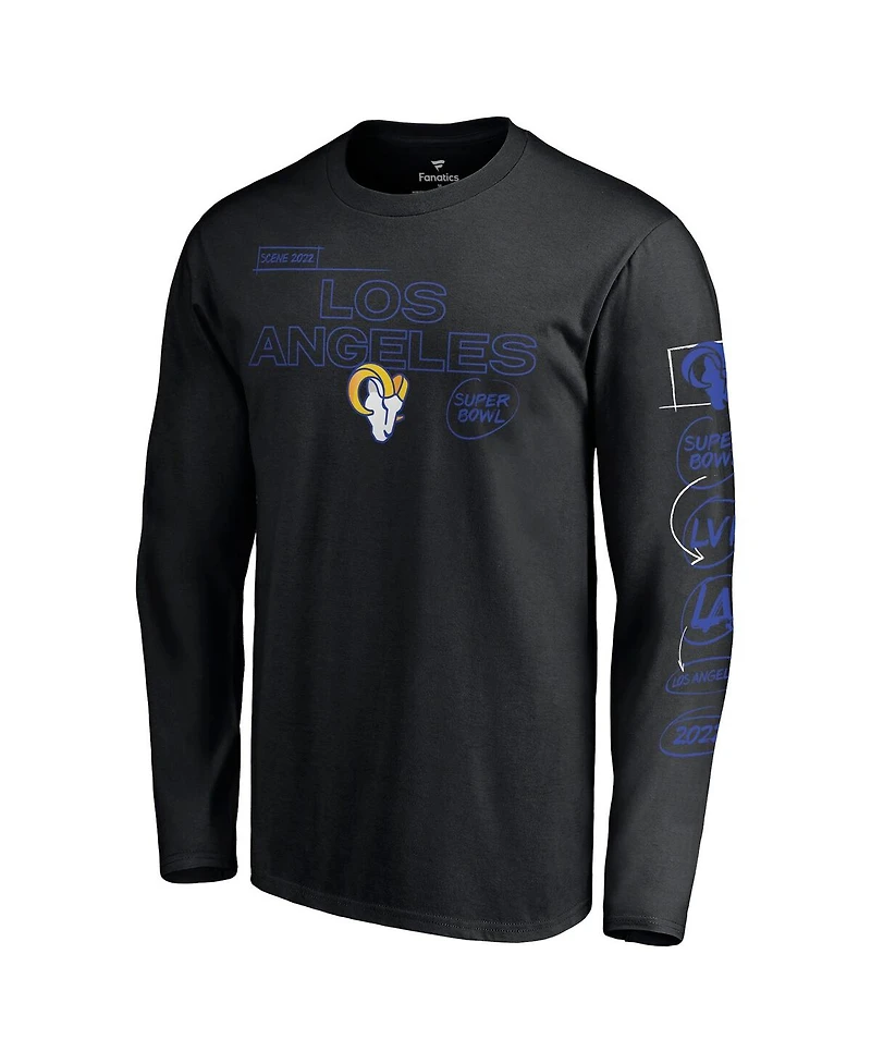 Men's Black Los Angeles Rams Super Bowl Lvi Bound Big and Tall Hollywood Action Long Sleeve T-shirt