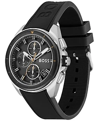 Hugo Boss Men's Volane Chronograph Black Silicone Strap Watch 44mm