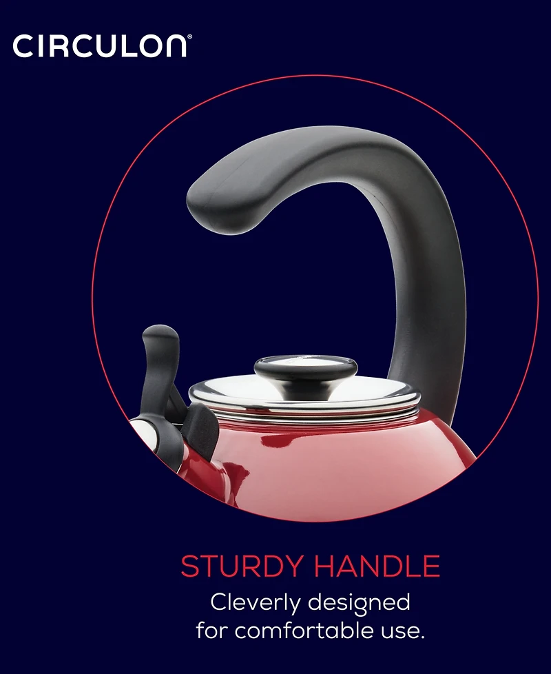 Circulon Enamel on Steel 2-Qt. Whistling Teakettle with Flip-Up Spout