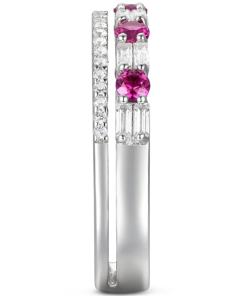 Lab-Grown Sapphire (3/8 ct. t.w.) & Lab-Grown White Sapphire (1/2 ct. t.w.) Stacking Band in Sterling Silver (Also in Lab-Grown Emerald & Lab-Grown Ru