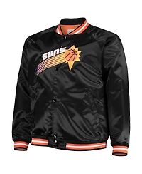 Men's Mitchell & Ness Black Phoenix Suns Big and Tall Hardwood Classics Raglan Satin Full-Snap Jacket