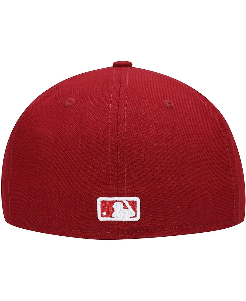 Men's New Era Cardinal Los Angeles Dodgers Logo White 59FIFTY Fitted Hat
