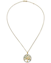 Blue Topaz (1/2 ct. t.w.) & White Topaz (1/20 ct. t.w.) Tree of Life 18" Pendant Necklace in 14k Gold-Plated Sterling Silver (Also available in Amethy