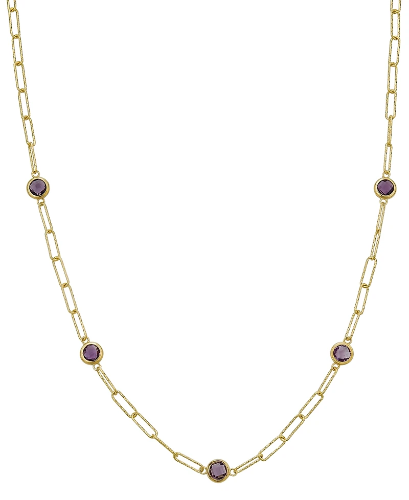 Swiss Blue Topaz Paperclip Link 18" Statement Necklace (4 ct. t.w.) Sterling Silver (Also Amethyst & Citrine)