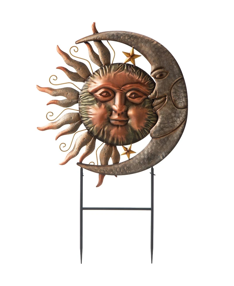 Glitzhome 36.25" Sun and Moon Yard Stake or Wall Decor