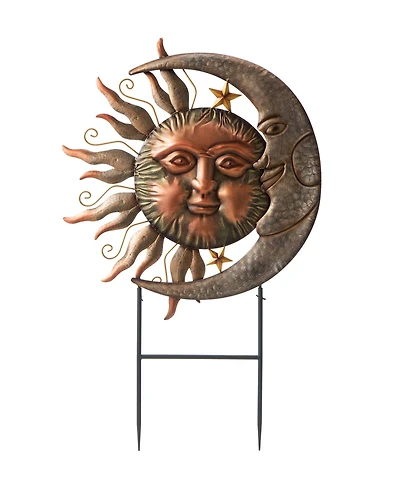 Glitzhome 36.25" Sun and Moon Yard Stake or Wall Decor