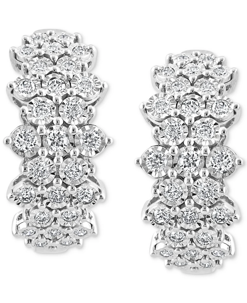 Effy Diamond Cluster Hoop Earrings (1 ct. t.w.) 14k White Gold (Also available Two-Tone Gold)