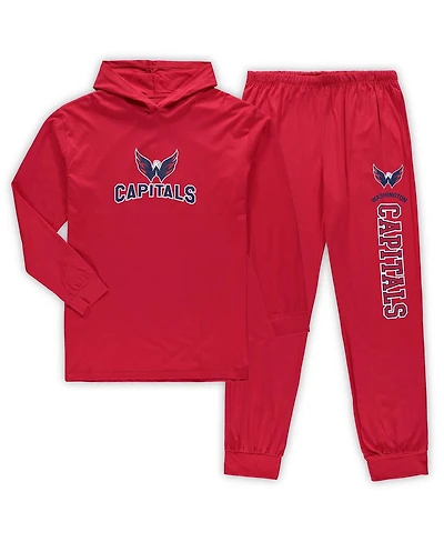 Men's Red Washington Capitals Big and Tall Pullover Hoodie Joggers Sleep Set