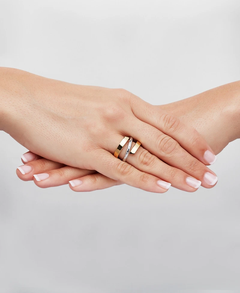 Crisscross Open Style Statement Ring 10k Two-Tone Gold