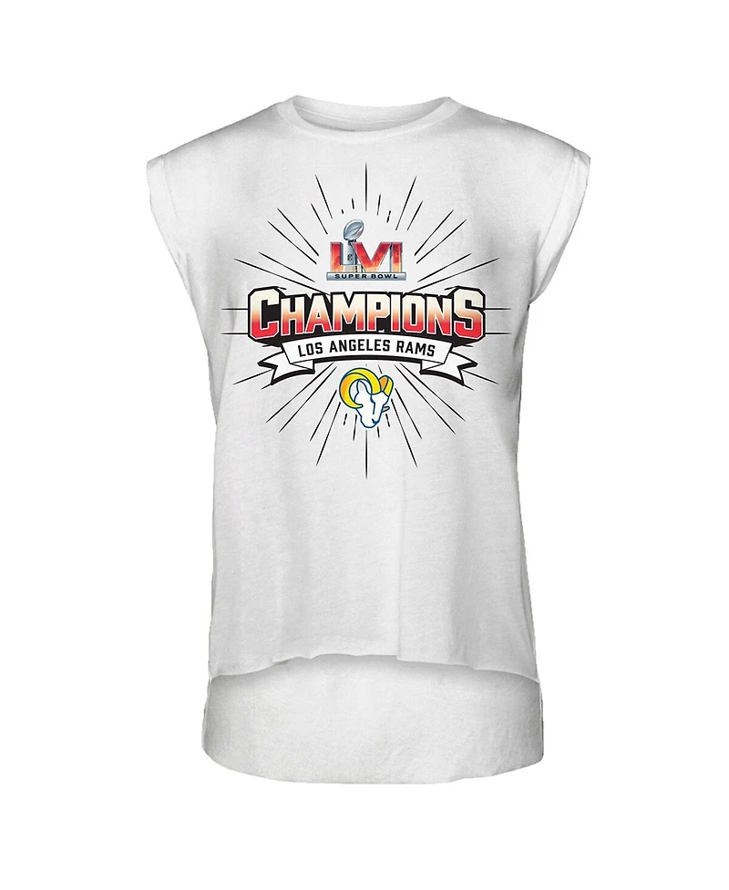Women's Wear by Erin Andrews White Los Angeles Rams Super Bowl Lvi Champions Burst Muscle Sleeveless T-shirt
