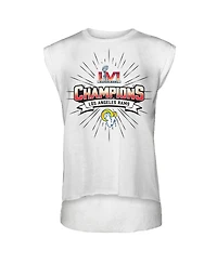 Women's Wear by Erin Andrews White Los Angeles Rams Super Bowl Lvi Champions Burst Muscle Sleeveless T-shirt