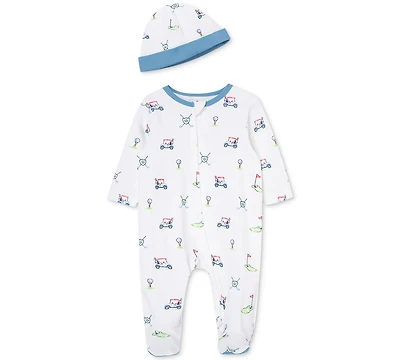 Little Me Baby Boys Golf Club Coverall with Hat, 2 Piece Set