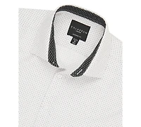 Calabrum Men's Regular Fit Dot Print Wrinkle Free Performance Dress Shirt