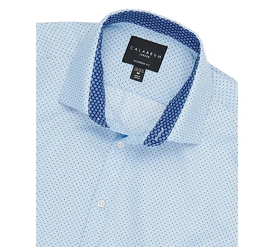 Calabrum Men's Regular Fit Dot Print Wrinkle Free Performance Dress Shirt