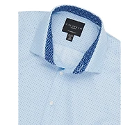 Calabrum Men's Regular Fit Dot Print Wrinkle Free Performance Dress Shirt