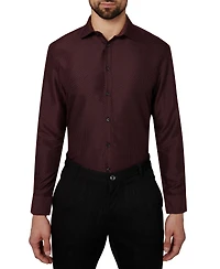 Calabrum Men's Regular Fit Dot Print Wrinkle Free Performance Dress Shirt