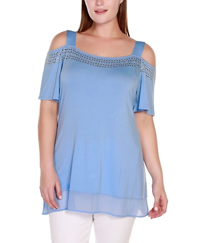 Belldini Plus Cold-Shoulder Top