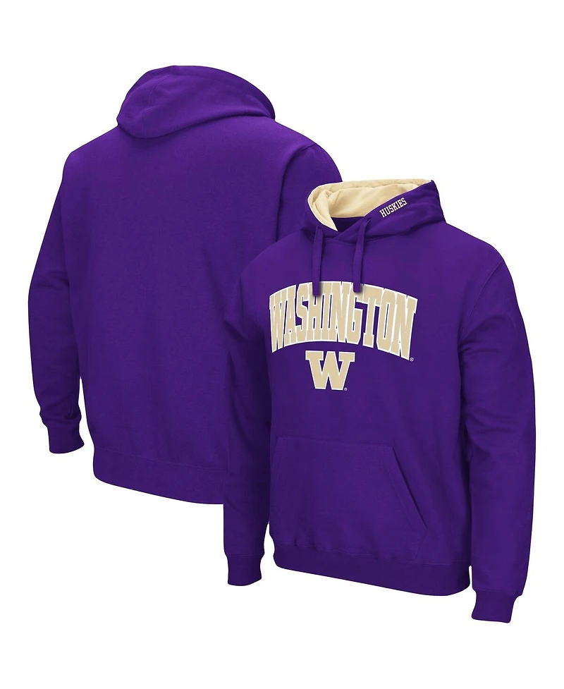 Men's Colosseum Purple Washington Huskies Arch and Logo 3.0 Pullover Hoodie