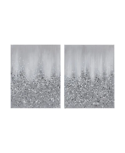 Madison Park Silver Glimmer Hand Brush Embellished Canvas Set, 2 Piece