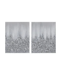 Madison Park Silver Glimmer Hand Brush Embellished Canvas Set, 2 Piece