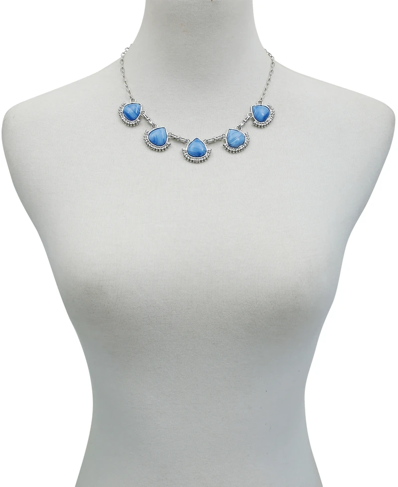 Women's Denim Semi Precious Stone Statement Necklace