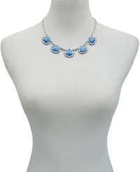 Women's Denim Semi Precious Stone Statement Necklace