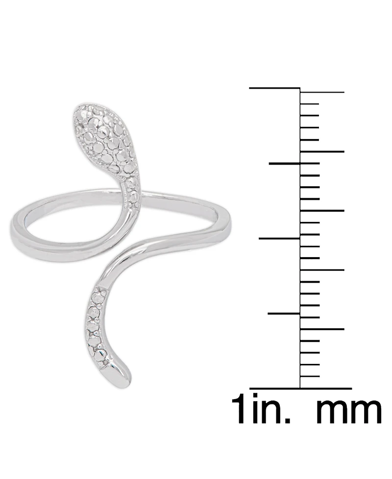 Diamond Accent Snake Ring Fine Silver Plate