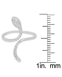 Diamond Accent Snake Ring Fine Silver Plate