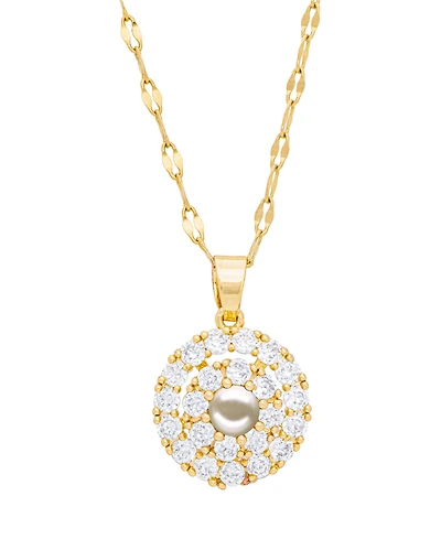 Simulated Gemstone and Cubic Zirconia Spinner Pendant 18" Birthstone Necklace in 14K Gold Plate