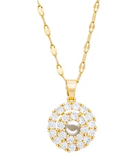 Simulated Gemstone and Cubic Zirconia Spinner Pendant 18" Birthstone Necklace in 14K Gold Plate