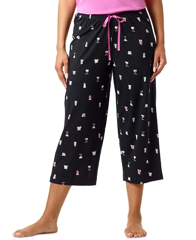 Hue Women's Sleepwell Printed Knit Capri Pajama Pant Made with Temperature Regulating Technology