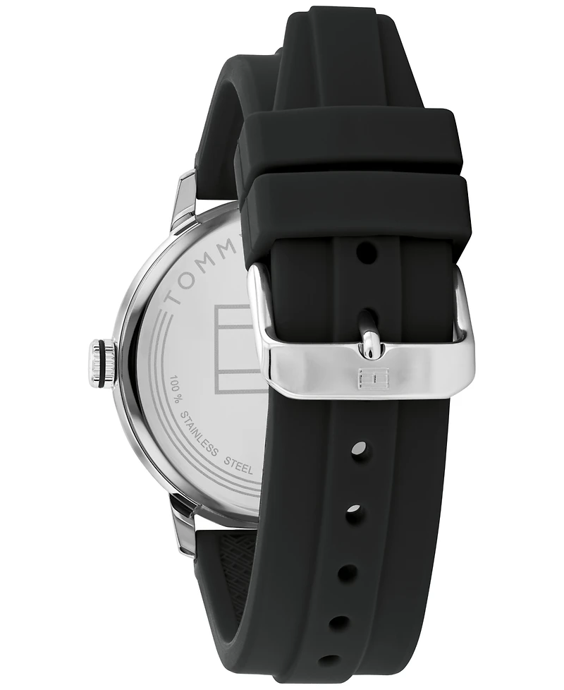 Tommy Hilfiger Men's Black Silicone Strap Watch 46mm, Created for Macy's