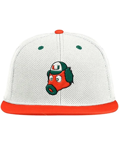 Men's adidas White, Orange Miami Hurricanes Maniac On-Field Baseball Fitted Hat