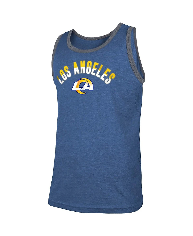 Men's New Era Heathered Royal Los Angeles Rams Ringer Tri-Blend Tank Top