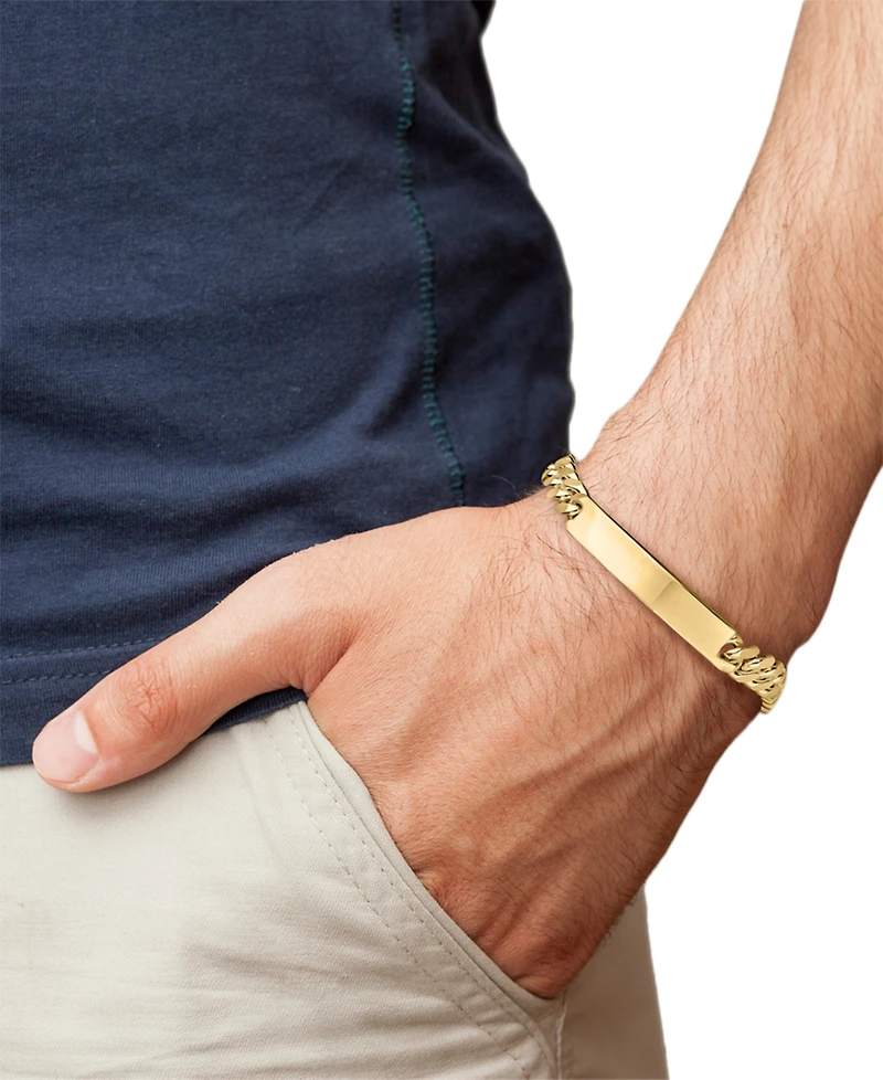 Cuban Chain Id Bracelet in 14k Gold-Plated Sterling Silver