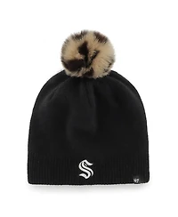 Women's '47 Black Seattle Kraken Serengeti Knit Beanie With Pom