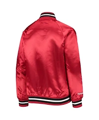 Big Boys and Girls Mitchell & Ness Red Chicago Bulls Hardwood Classics Satin Raglan Full-Snap Jacket