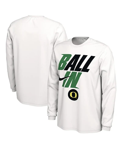 Men's Nike White Oregon Ducks Ball In Bench Long Sleeve T-shirt
