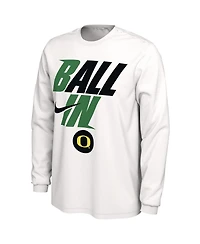Men's Nike White Oregon Ducks Ball In Bench Long Sleeve T-shirt