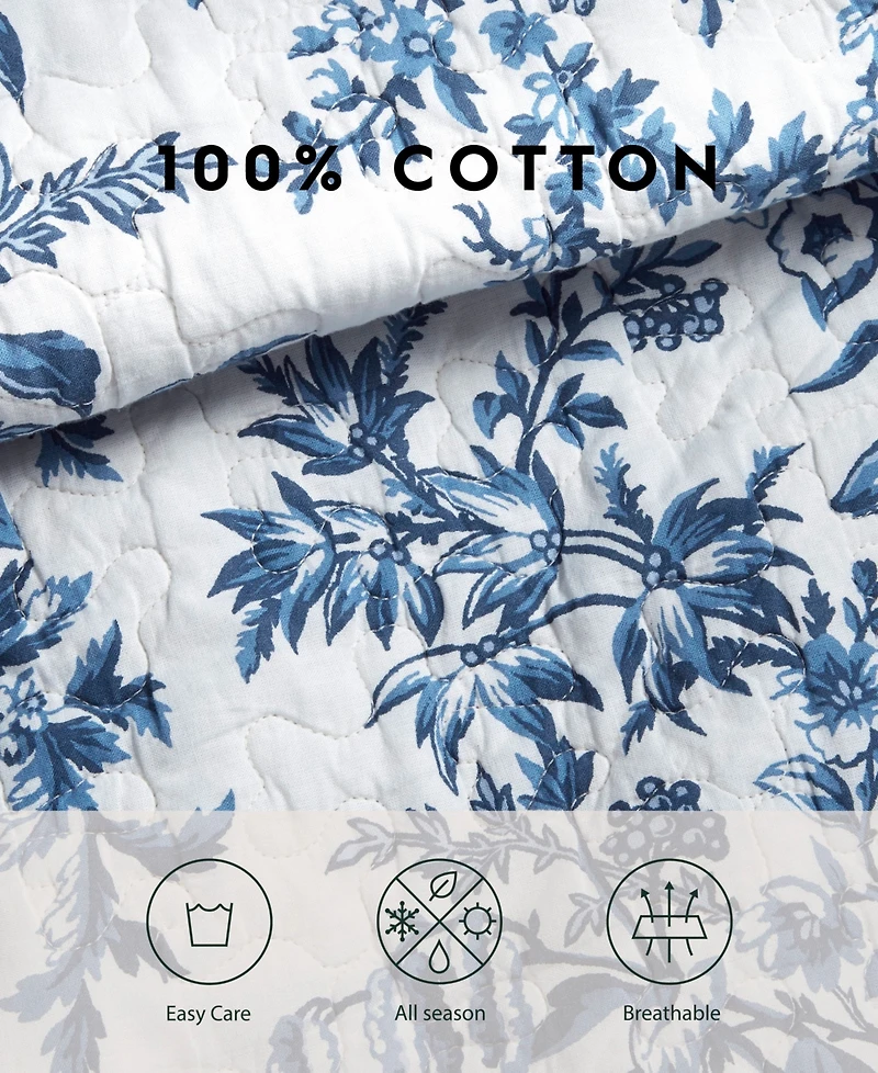 Laura Ashley Bedford Cotton Reversible -Pc. Quilt Set