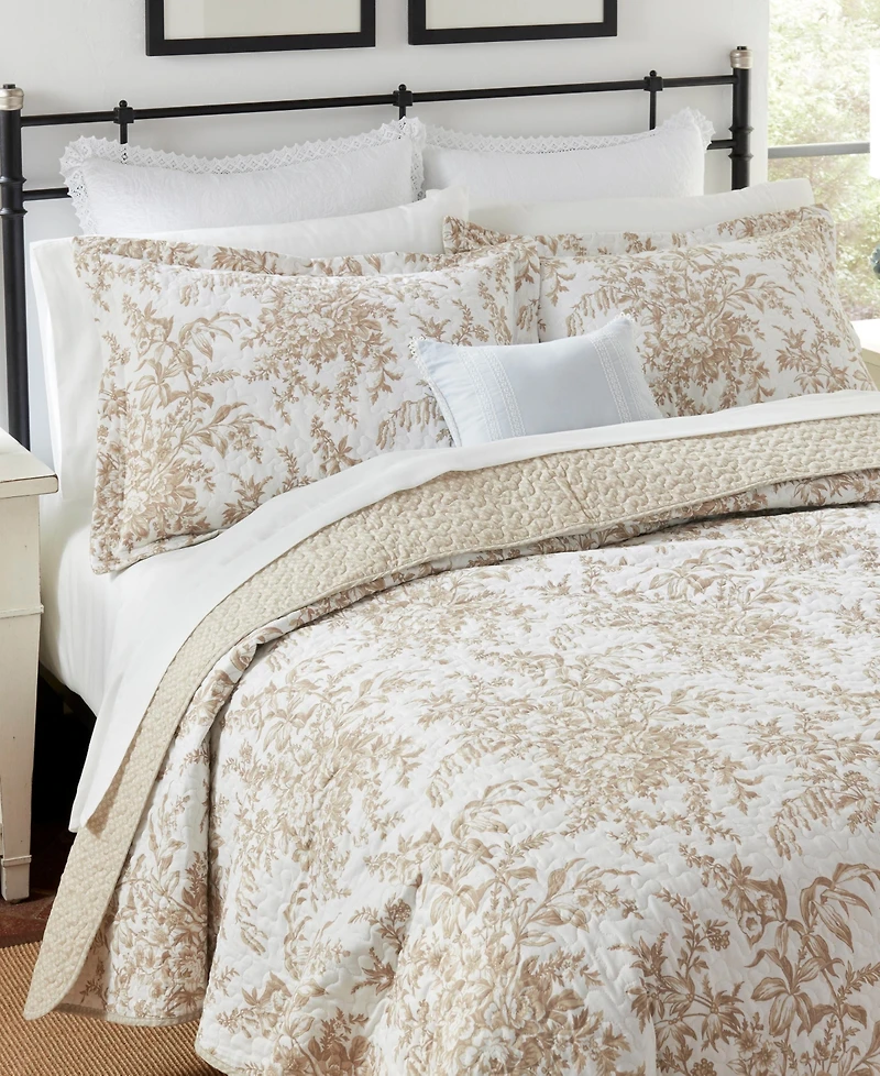 Laura Ashley Bedford Cotton Reversible 3-Pc. Quilt Set, King