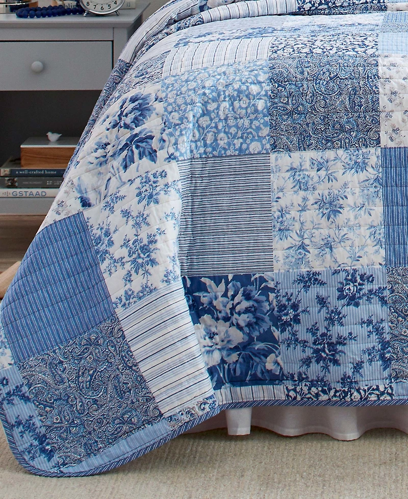 Laura Ashley Paisley Patchwork Reversible -Pc. Quilt Set