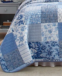 Laura Ashley Paisley Patchwork Reversible -Pc. Quilt Set