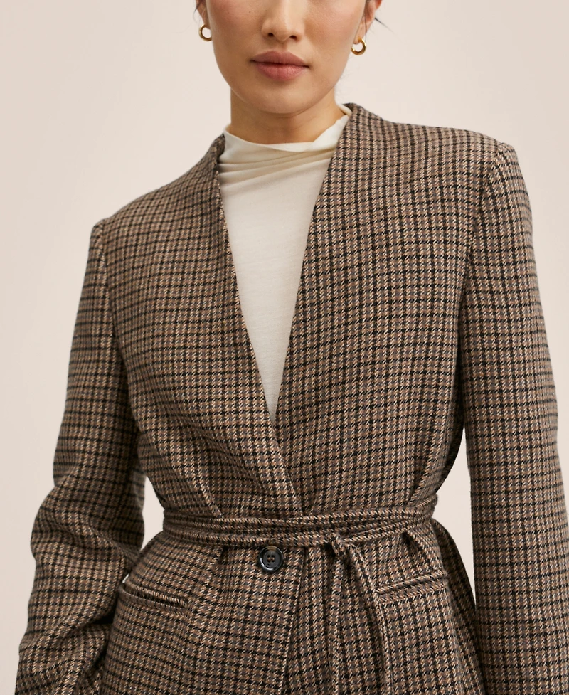 Mango Women's Belt Check Blazer