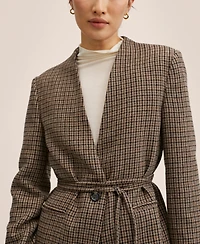 Mango Women's Belt Check Blazer