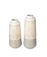Glitzhome Modern Farmhouse - Modern Industrial Textured Table Vases, Set of 2