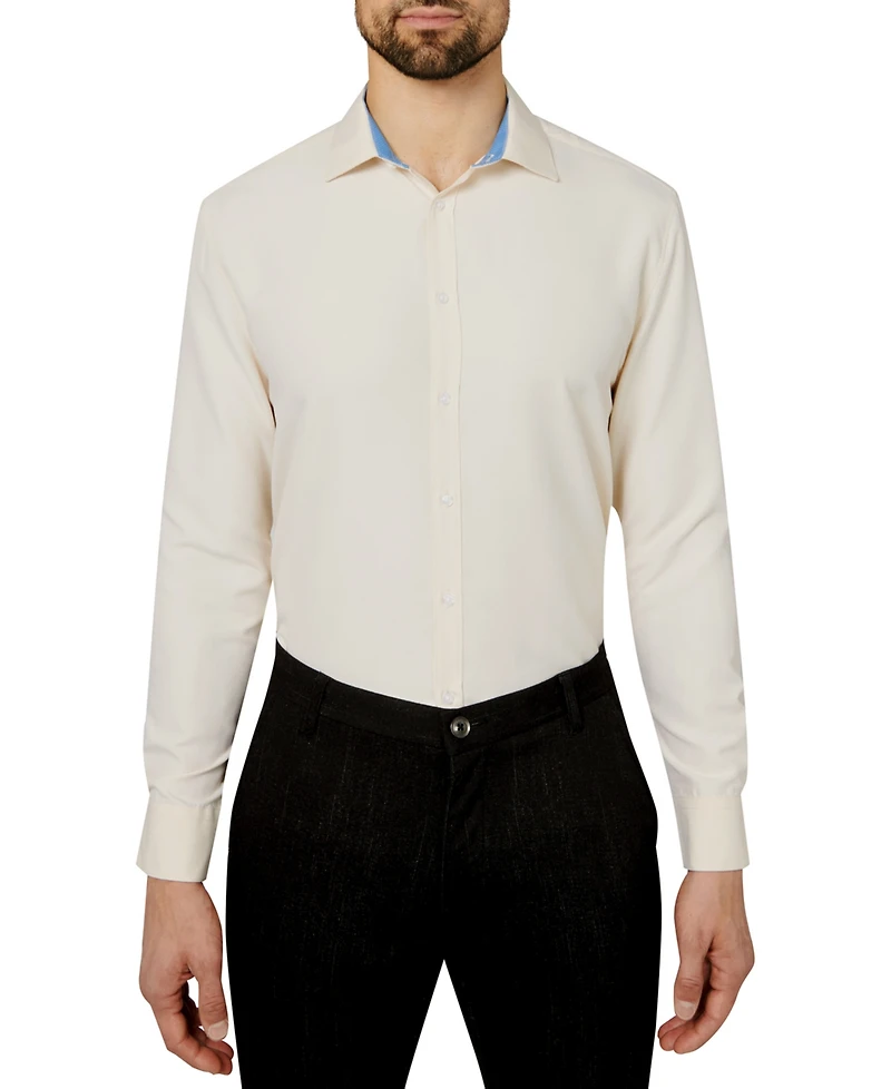 Calabrum Men's Regular Fit Solid Wrinkle Free Performance Dress Shirt