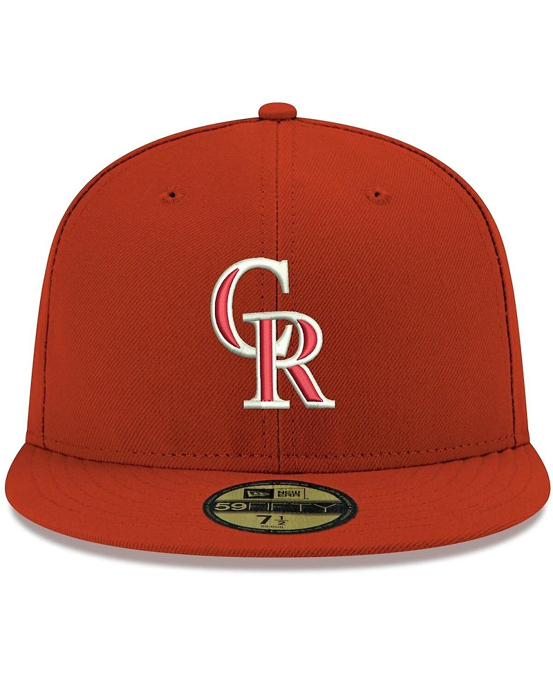 Men's Red Colorado Rockies Logo White 59Fifty Fitted Hat