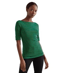 Lauren Ralph Lauren Womens Striped Boat Neck Top