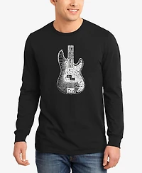 Men's Word Art Long Sleeve Bass Guitar T-shirt